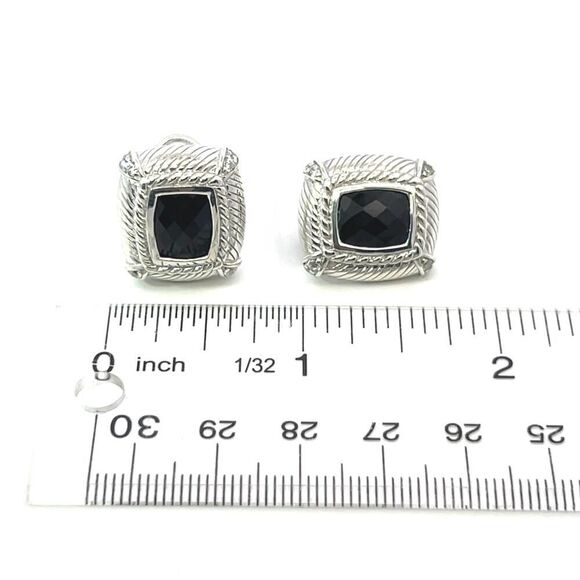 Judith Ripka Estate Onyx Omega Back Earrings Sterling Silver 14 Grams JR1 - Picture 14 of 14